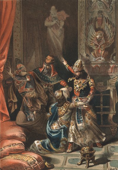 Semiramis, legendaarinen Assyrian ja Babylonian kuningatar ja hänen poikansa Ninias. tekijältä Unknown artist