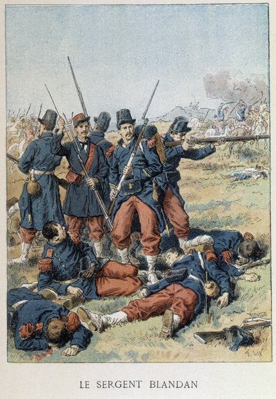 Kersantti Blandan kuoli Algerian valloituksen aikana vuonna 1842 - "" Histoire de Francessa"" tekijältä Unknown artist
