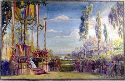 Lavastus "Die Meistersinger" tai "Les maitres singteurs de Nuremberg" "", Richard Wagnerin ooppera. Laki II. tekijältä Unknown artist