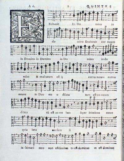Giovanni Gabrielin Pyhän musiikin toisen kirjan nuottisivu tekijältä Unknown artist