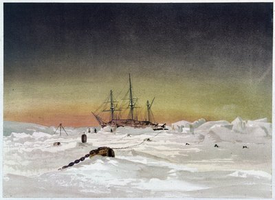Ship in the Ice - elokuvassa "" Napameren rannat, arktisen retkikunnan kerronta"", kirjoittaneet tohtori Edward Moos, Marcus Nard & Co, Lontoo tekijältä Unknown artist