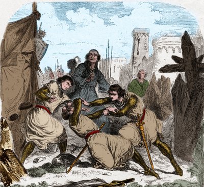 Simon IV Montfortista kuoli (1150-1218) ranskalainen aristokraatti Toulousen kotipaikassa vuonna 1218. tekijältä Unknown artist
