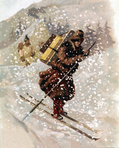 Lumihiihtäjä. kromo. tekijältä Unknown artist