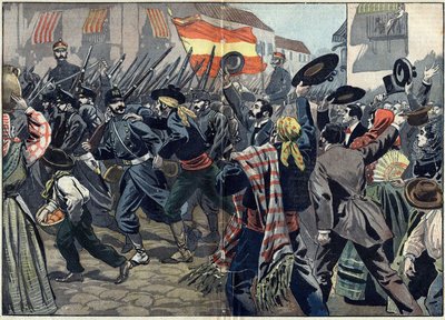 Espanjan ja Amerikan välinen sota tai Kuuban itsenäisyyssota (1868-1898) Espanjan ja Pohjois-Amerikan välillä tekijältä Unknown artist
