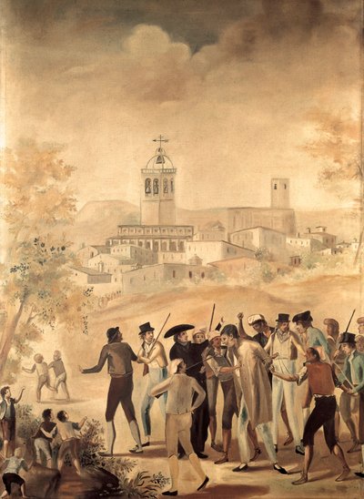 Espanjan vapaussota (1808-1814): Ranskan kansalaisen pidätys lähellä Manresaa, Anonymous-maalaus. tekijältä Unknown artist