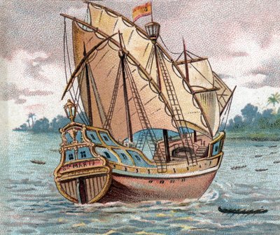 Espanjalainen karavelli 1400-luvun loppu - Caravel-purjelaiva 1400-luvulta tekijältä Unknown artist