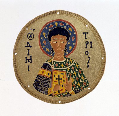 St Demetrius - teoksessa "" Bysantin emalien historia ja monumentit"" N. Kondakow. Kromolitografia 1892. tekijältä Unknown artist