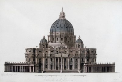 Pietarinkirkko Roomassa Vatikaaniin (San Pietro in Vaticano). Jules Ferrarion "" Vanha ja moderni puku"" 1819-1820. tekijältä Unknown artist