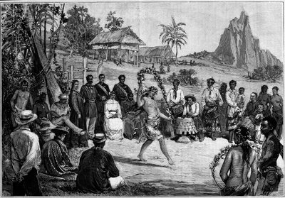 Tahiti: Thai tanssii Papeetessa, kuningas Pomare V:n hovissa tekijältä Unknown artist