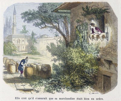 Tarina: "" hän uskoi, että hän huolehti, että hänen tavaransa olivat kunnossa"" - "" Tuhat ja yksi yö", toim. Emile Guérin, kertonut Md Bondet, Paris, n.d. tekijältä Unknown artist