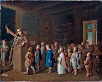 Opetus maakoulussa, Anonymous. Öljy kankaalle, 1800-luvun ensimmäinen puolisko, Valtion uskonnonhistoriallinen museo, Pietari tekijältä Unknown artist