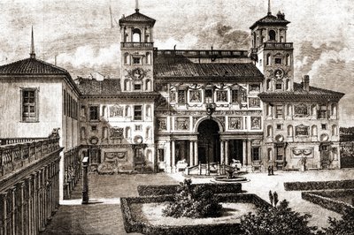 Villa Mediciksen terassi ja julkisivu. Francis Weyn matka 1864-1869 Tour du mondessa 1870, 1. lukukausi. tekijältä Unknown artist
