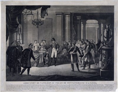Napoleonin luopuminen Fontainebleaussa 11. huhtikuuta 1814 (kaiverrus) tekijältä Unknown artist