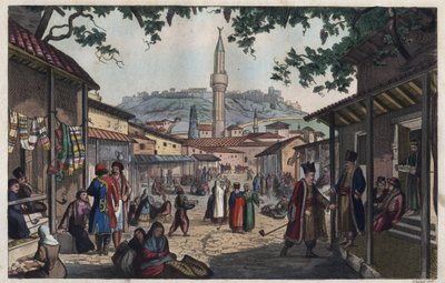 Ateenan basaaritori 1800-luvun alussa - Le marche bazar d