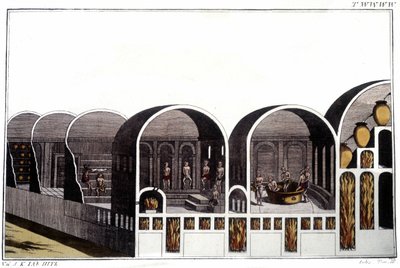 Caracallan kylpylä Roomassa. Kaiverrus 1800-luvun alusta. tekijältä Unknown artist