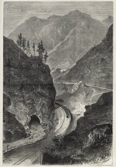 Brennerin rautatie (Brennero) Tiroliin (Tirolo - Tirol) - Kaiverrus 1867 - tekijältä Unknown artist