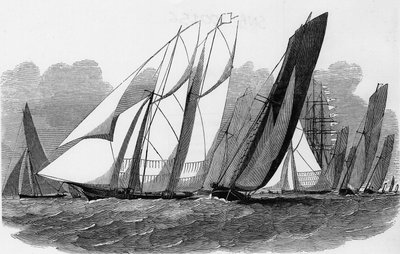 The Cowes Regattas: Yachts at the Hyde Pass - Bibl. des arts deco tekijältä Unknown artist
