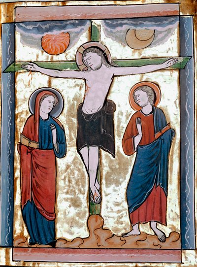Ristiinnaulitsemisen miniatyyri, joka on otettu sanoista ""Liber Psalmorum um um um calendario" tai ""Psaltier à l