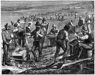 Timanttikentät Kapilla - Pese timantteja - Pese timantteja Etelä-Afrikassa 1800-luvulla. tekijältä Unknown artist