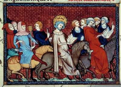 Ranskan kuningas Ludvig IX (Saint Louis) (1214-1270) on antanut hevosen kertoa työaikansa pienoispappeilleen William of Saint Pathusin käsikirjoituksesta "Pyhän Louisin elämä ja ihmeet" tekijältä Unknown artist