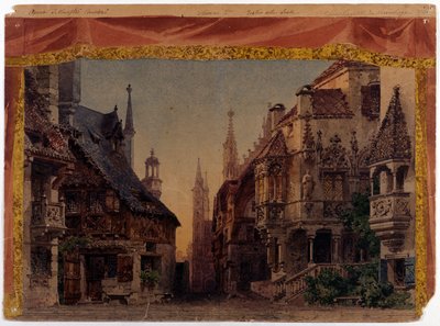Meistersinger von Nurnberg (Les Meistersinger de Nuremberg), WWV 96, Richard Wagnerin ooppera luotu 1868. Ferrarion lavastus Milanon La Scalalle tekijältä Unknown artist