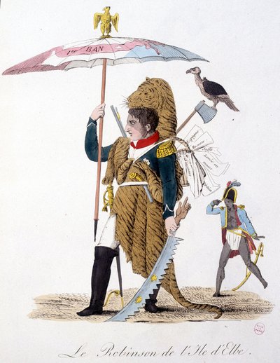 Elban saaren Robinson - elokuvassa "" Napoleon 1st, karikatyyrit, nuken kokoelma", n. 1814 tekijältä Unknown artist
