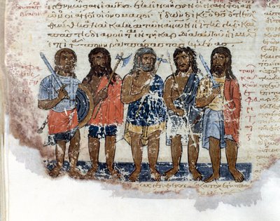 Kuningas Daavidin armeijan lyömien jättiläisten (Rephaim tai Nephilim) armeija Miniature otettu "Codex de l