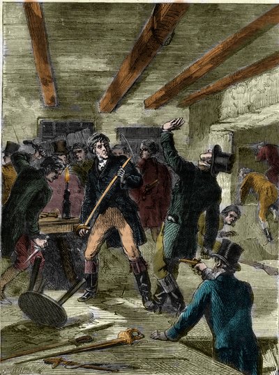 Cato Streetin salaliittolaisten pidätys (kaiverrus) - "The Cato Streetin salaliittolaiset..." (Cato Street Conspiracy) tekijältä Unknown artist