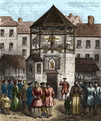 Marquis de Vaubanin Sebastien Le Prestren kirja "" la dime royale "" heitettiin pilalle hänen kiellonsa jälkeen vuonna 1707. tekijältä Unknown artist