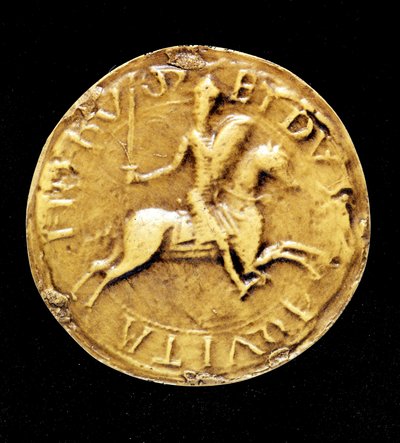 Ranskalaisen Louis VII:n (1120 - 1180) vastasinetti, joka edustaa häntä hevosen selässä. tekijältä Unknown artist