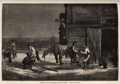 Ferrant marechal Moskovan esikaupunkialueella. Henrietin piirros havainnollistamaan hänen matkaansa Venäjän Baltian maakuntiin vuosina 1851-54. Kaiverrus kirjassa "" Le tour du monde", toimittanut Edouard Charton tekijältä Unknown artist