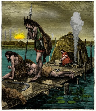Ensimmäiset pariisilaiset tai Lutecen asukkaat, Kaiverrus 1800-luvulta tekijältä Unknown artist