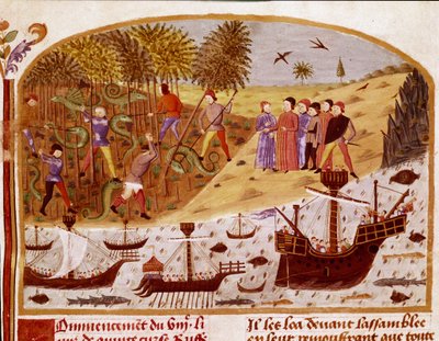Kuningas Aleksanteri Suuren pienoismalli otettu Quintus Curtius Rufusin (Quinte Curcen) "" Aleksanteri Suuren tosiasioiden kirjasta" (1. vuosisata), noin 1468 - (Ms 1335) Reims, kaupunginkirjasto tekijältä Unknown artist