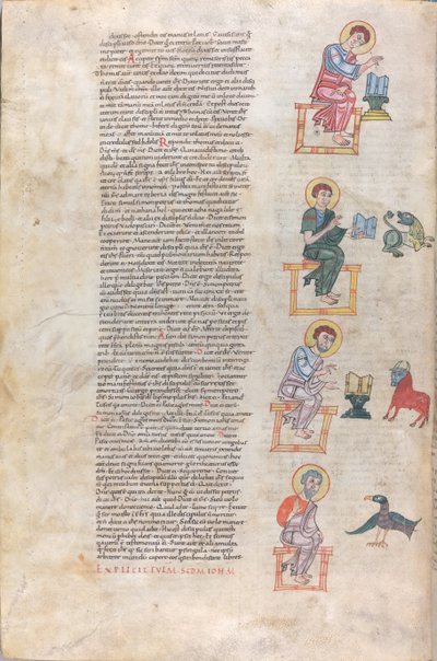 Neljä evankelistaa ja heidän symbolinsa: Matteus, Luukas, Markus, Johannes tekijältä Unknown artist