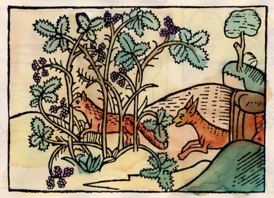 Kettu ja viinirypäleet. Asopin satu (1500-luvun kaiverrus) tekijältä Unknown artist