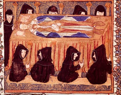 Pienoiskuninkaan hautajaiset käsikirjoituksesta "Liber regalis" 1300-luvun Pamplona, Navarran arkisto tekijältä Unknown artist