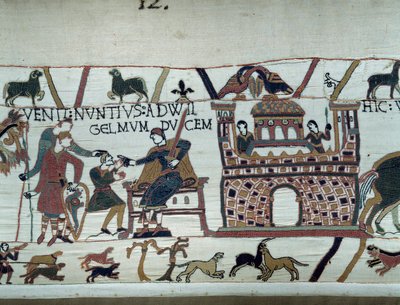Normandian kuninkaan William Valloittajan (1027-1087) sanansaattajat ilmoittivat hänelle, että Harold, joka tuli Englannista Englannin kuninkaan Edward Ristitsijan puolesta, joutui kreivi Guy de Ponthieun vangiksi. Yksityiskohta Bayeux