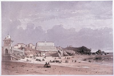 Cote des foolsin uudet kylpylät ja kasino Biarritzissa, sd. 1800-luvulla tekijältä Unknown artist