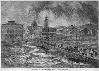 Arnon ylivuoto Firenzeen vuonna 1868. tekijältä Unknown artist