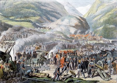 Napoleonin armeijan kulku Saint Bernardin vuorelle 16. toukokuuta 1800 - litografia tekijältä Unknown artist