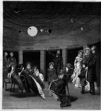 Italian tähtitieteilijän N. Perinin planeetta. Kaiverrus "La Nature: katsaus tieteisiin ja niiden sovelluksiin taiteeseen ja teollisuuteen"" 12. kesäkuuta 1880. tekijältä Unknown artist
