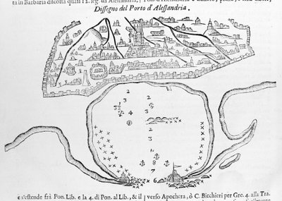 Aleksandrian satama. 1700-luvun piirustus. tekijältä Unknown artist