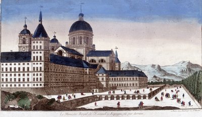 Escurialin (Escorial) kuninkaallinen luostari Espanjassa takaa katsottuna. tekijältä Unknown artist