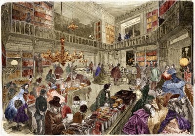 Kirjakaupan Nouvelle, boulevard des italiens myymälä Pariisissa vuonna 1860. tekijältä Unknown artist