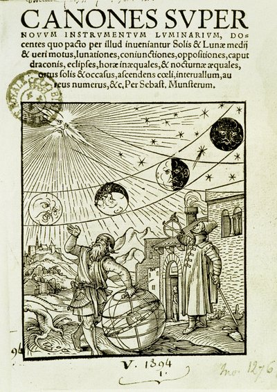 Tähtitieteilijöiden havaitsemat auringon ja kuun liikkeet - kirjan "" Super Canones" etuosa" tekijältä Unknown artist