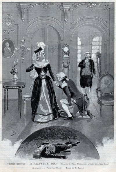 Theatre illustrious - "" Kuningattaren kaulakoru"" (Affair) Pierre Decourcellen draama Alexandre Dumas pere - "" Kuningattaren kaulakoru"" näytelmä 5 näytöksessä ja 13 maalauksessa, Pariisi, 31. tammikuuta 1895, Theater de la Porte Saint-Martin tekijältä Unknown artist