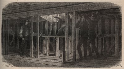 Teatteritemppuja - nieleminen - kaiverrus vuodelta 1875 tekijältä Unknown artist