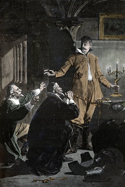Kolmikymmenvuotinen sota: Wallenstein varoitti - Kolmikymmenvuotinen sota (1618-1648): Eristetty Bohemessa, Albrecht (Albert) von Wallenstein (Waldstein) (1583-1634) epävarmuuden ja taikauskoiden kalvaama lääkäreiden ja astrologien ympäröimänä tekijältä Unknown artist