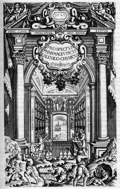 Nimisivu "" PROSPECTUS OF THE PHARMUNICI, jonka alla Milanon erinomaisimman senaatin Galen-Chemicum, Milanon antidote määräyksestä tekijältä Unknown artist