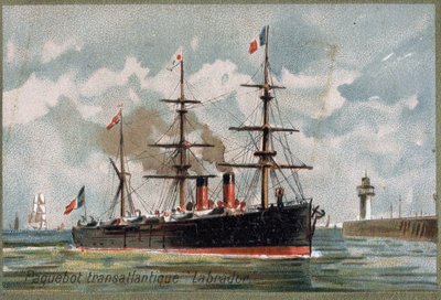Transatlanttinen laiva "Labrador."" noin 1880. 1800-luvun kromolitografia. tekijältä Unknown artist